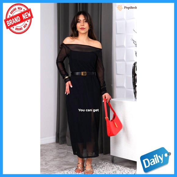 Mesh Shapewear Dress Corset Two Piece Club Outfit Slit Elegant Evening Wear - Picture 7 of 7